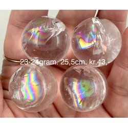 Sm regnbue bjergkrystal kugle 23-24gram. 25,5cm. 