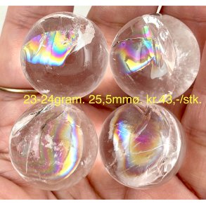 Sm regnbue bjergkrystal kugle 23-24gram. 25,5cm. 