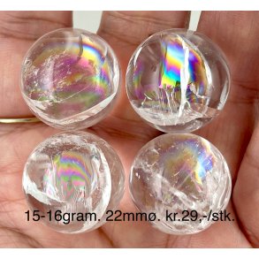 Sm regnbue bjergkrystal kugle 15-16gram. 22mm. 