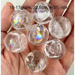 Sm regnbue bjergkrystal kugle 16-17gram. 22,5mm. 