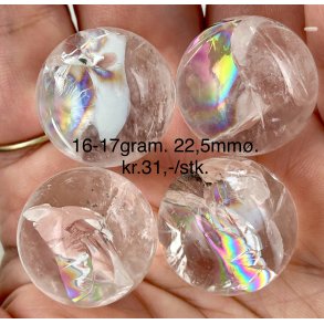 Sm regnbue bjergkrystal kugle 16-17gram. 22,5mm. 