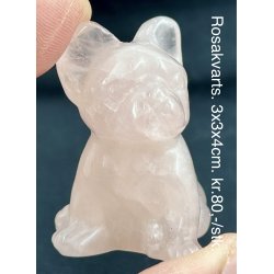 Rosakvarts hund 3x3x4cm. 