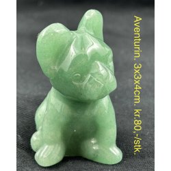 Aventurin grn hund. 3x3x4cm. 