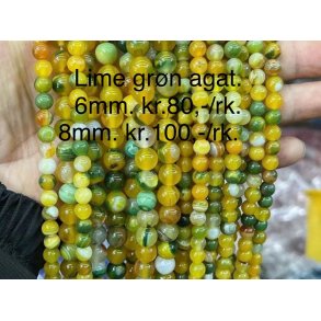 Agat gul/lime 8mm. 
