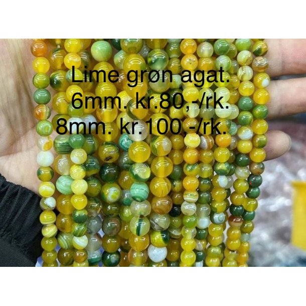 Agat gul/lime 8mm. 