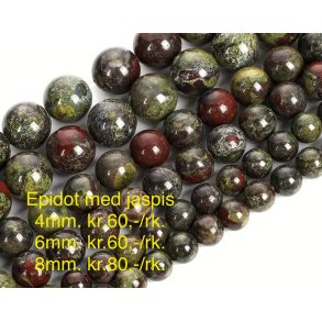 Epidot med jaspis 8mm. 