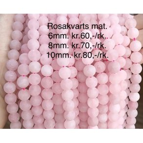 Rosakvarts mat perle. 10mm
