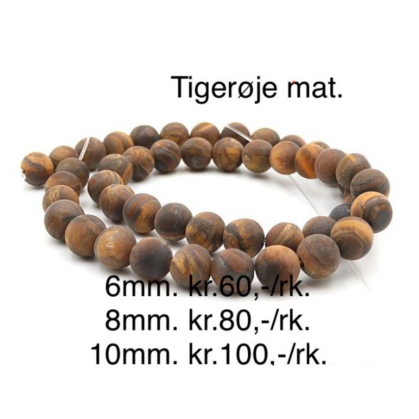 Tigerje mat perle. 10mm