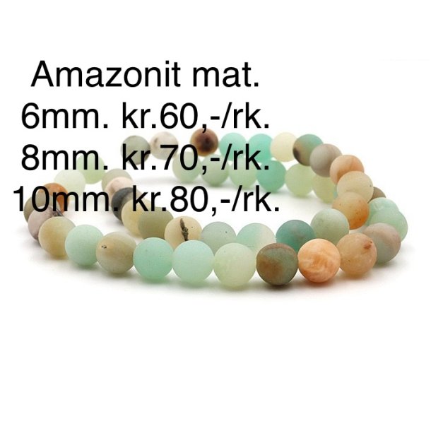 Amazonit mat perle. 6mm. 
