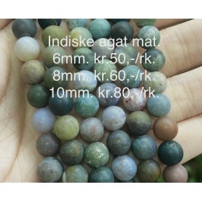 Indiske agat mat perle. 10mm. 