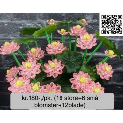 Lav selv blomster-34,fv. Lys rd, 18 store og 6 sm blomster+ 12blade. 