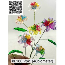 Lav selv acryl blomster-38xl. 48 blomster fv. Hvid, klar, rd, lilla, bl, pink, multi, frit valg.