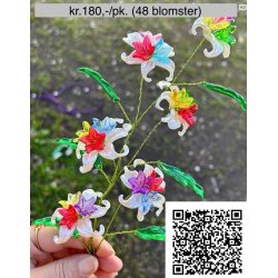 Lav selv acryl blomster-38xl. 48 blomster fv. Hvid, klar, rd, lilla, bl, pink, multi, frit valg.