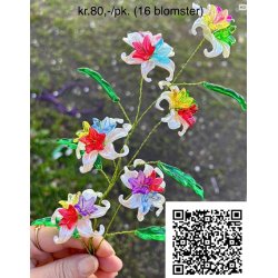 Lav selv acryl blomster-38s. 16 Blomster. Fv. hvid, klar, lilla, bl, pink, multi, rd  frit valg.