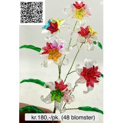 Lav selv acryl blomster-38xl. 48 blomster fv. Hvid, klar, rd, lilla, bl, pink, multi, frit valg.