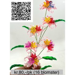 Lav selv acryl blomster-38s. 16 Blomster. Fv. hvid, klar, lilla, bl, pink, multi, rd  frit valg.
