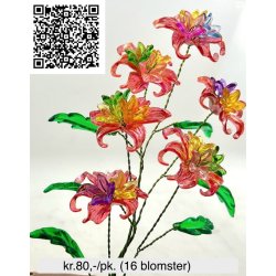 Lav selv acryl blomster-38s. 16 Blomster. Fv. hvid, klar, lilla, bl, pink, multi, rd  frit valg.
