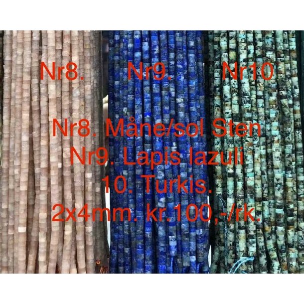 Turkis 2x4mm skive. 38cm lang. Nr10. 