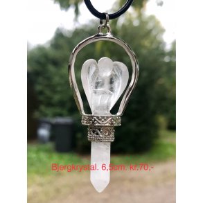 Mineralsten med engle vedhng. 6,5cm. 